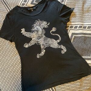 Embellished lion graphic tee
